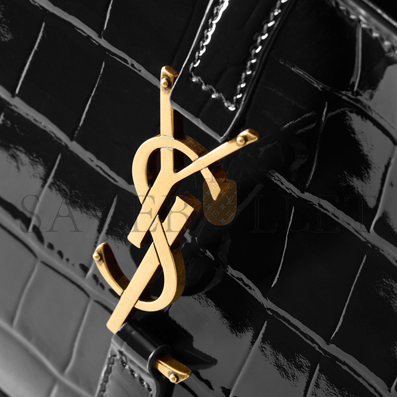 YSL LE 5 À 7 IN CROCODILE-EMBOSSED PATENT LEATHER 657228AAGKR1000 (23*16*6.5cm)